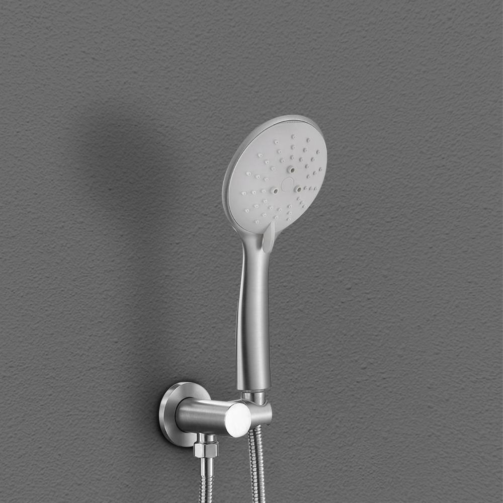 Maincraft 5-Spray 12 in. 2.35 GPM Wall Mount Dual Shower Heads with Handheld Built-In Shower System in Brushed Nickel HHK-88040BN-12