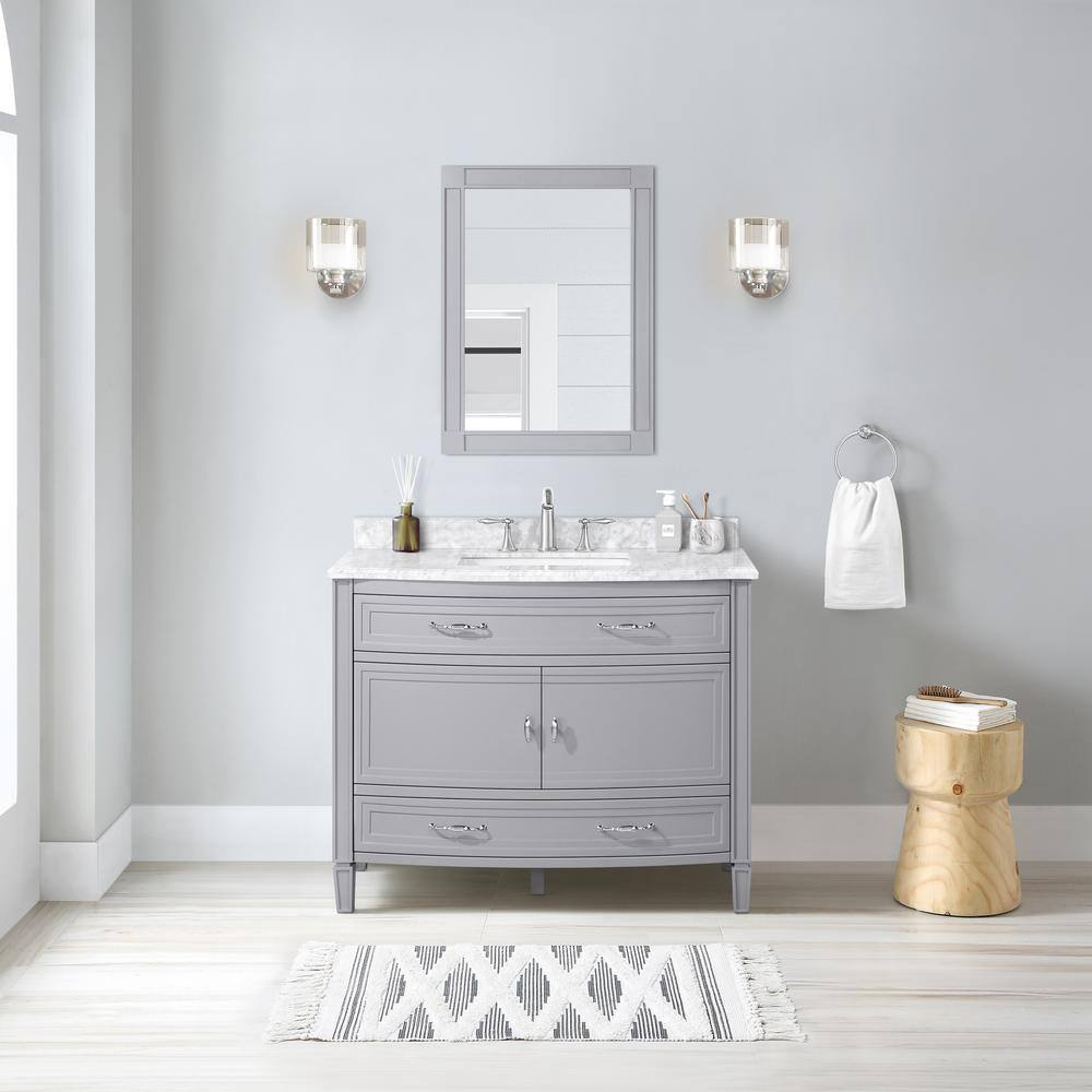 Home Decorators Collection Dacosti 42 in. W x 22 in. D x 34.5 in. H Single Sink Bath Vanity in Pebble Grey with White Carrara Marble Top Dacosti 42PG