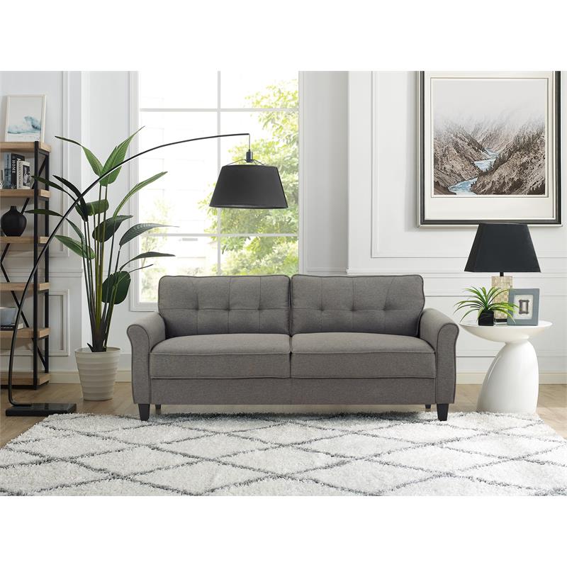 Lifestyle Solutions Helena Sofa in Heather Gray Fabric Upholstery