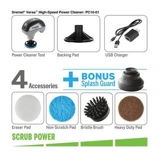 Dremel Versa 4V Cordless Li-Ion Power Scrubber Cleaning Tool Kit with Power Scrubber 15Pc Mega Accessory Kit PC10-04+PC501