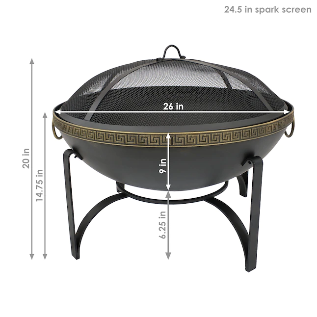 Sunnydaze Decor NB-130 26-in W Black Steel Wood-Burning Fire Pit