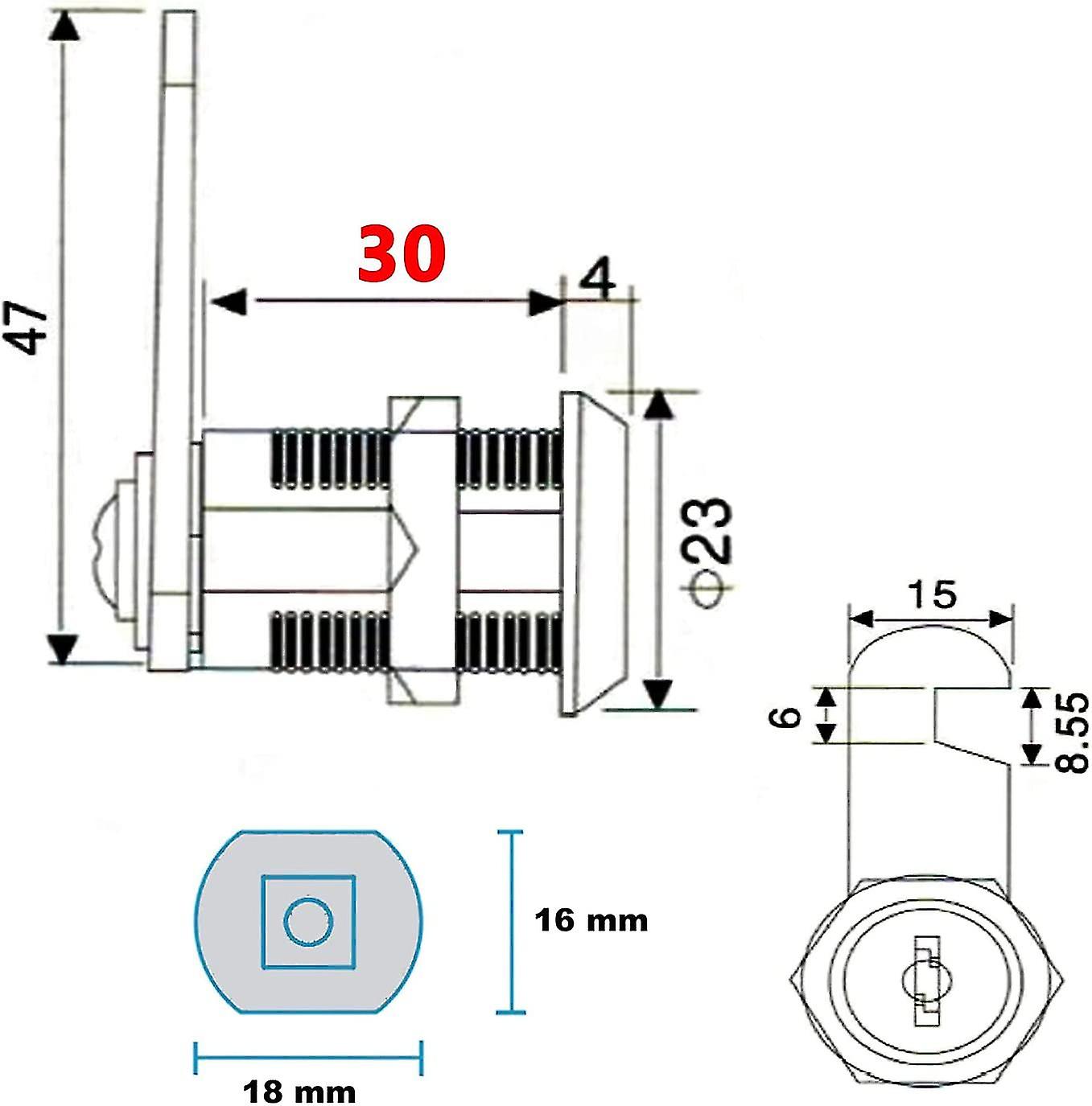 Cam Lock Cylinder， Cabinet Door Lock， Cylinder Cam Cam Lock For Mailbox Drawer， 30mm