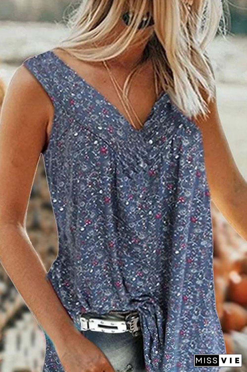 Floral V Neck Tank Top