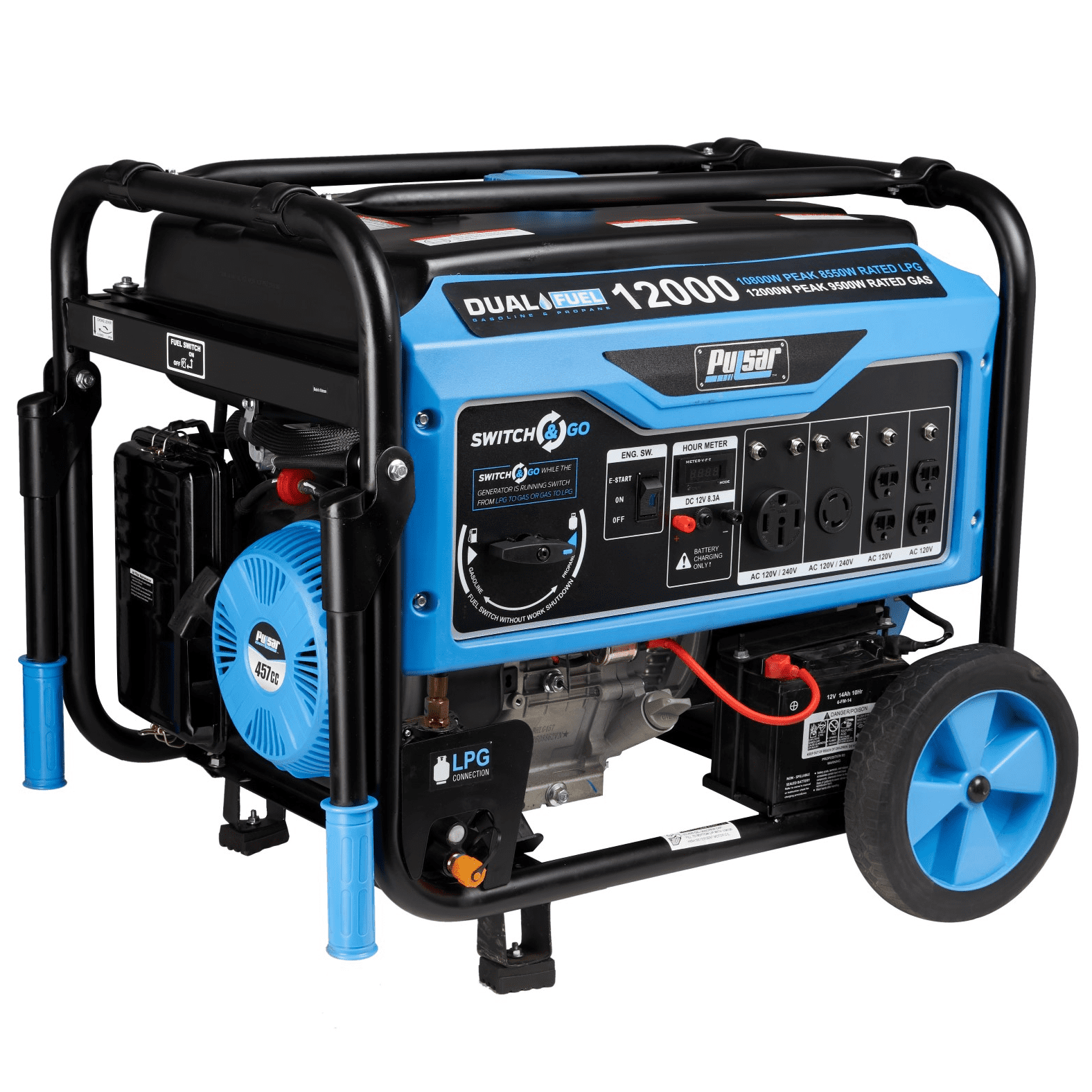 Pulsar 12，000W Dual Fuel Portable Generator with Electric Start �C CARB Compliant