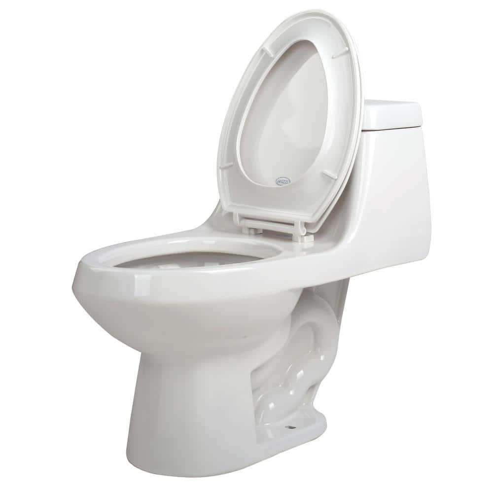 ANZZI Zeus 1Piece 128 GPF Single Flush Elongated Toilet in White