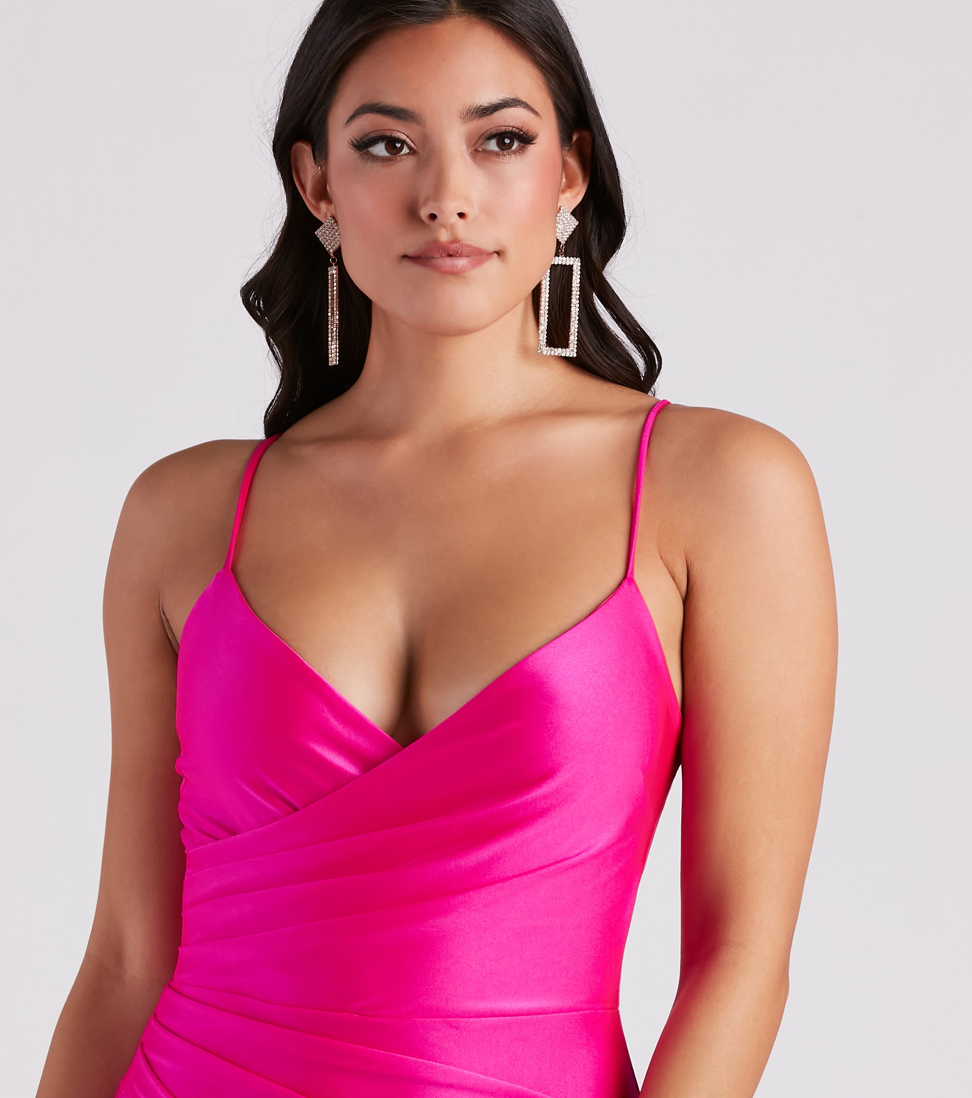 Keyla Satin Wrap A-Line Formal Dress