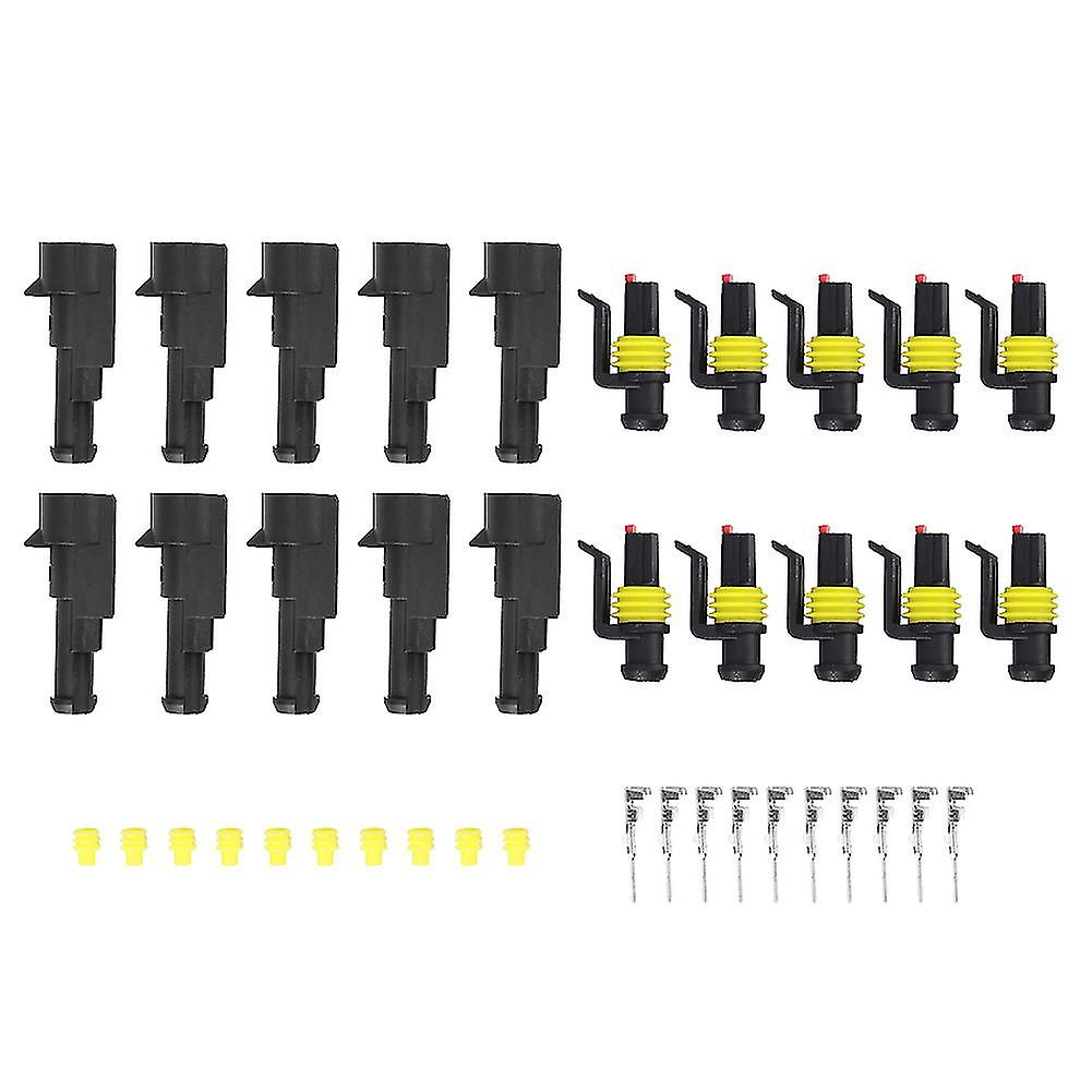 10 Set 1 Pin Way Waterproof Electrical Connector Car Wire Connector Plug Terminal