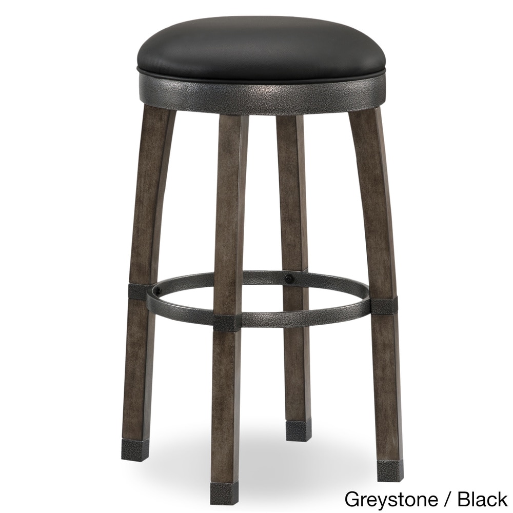 Wood Cask Stave Faux Leather Bar Stool(Set of 2)