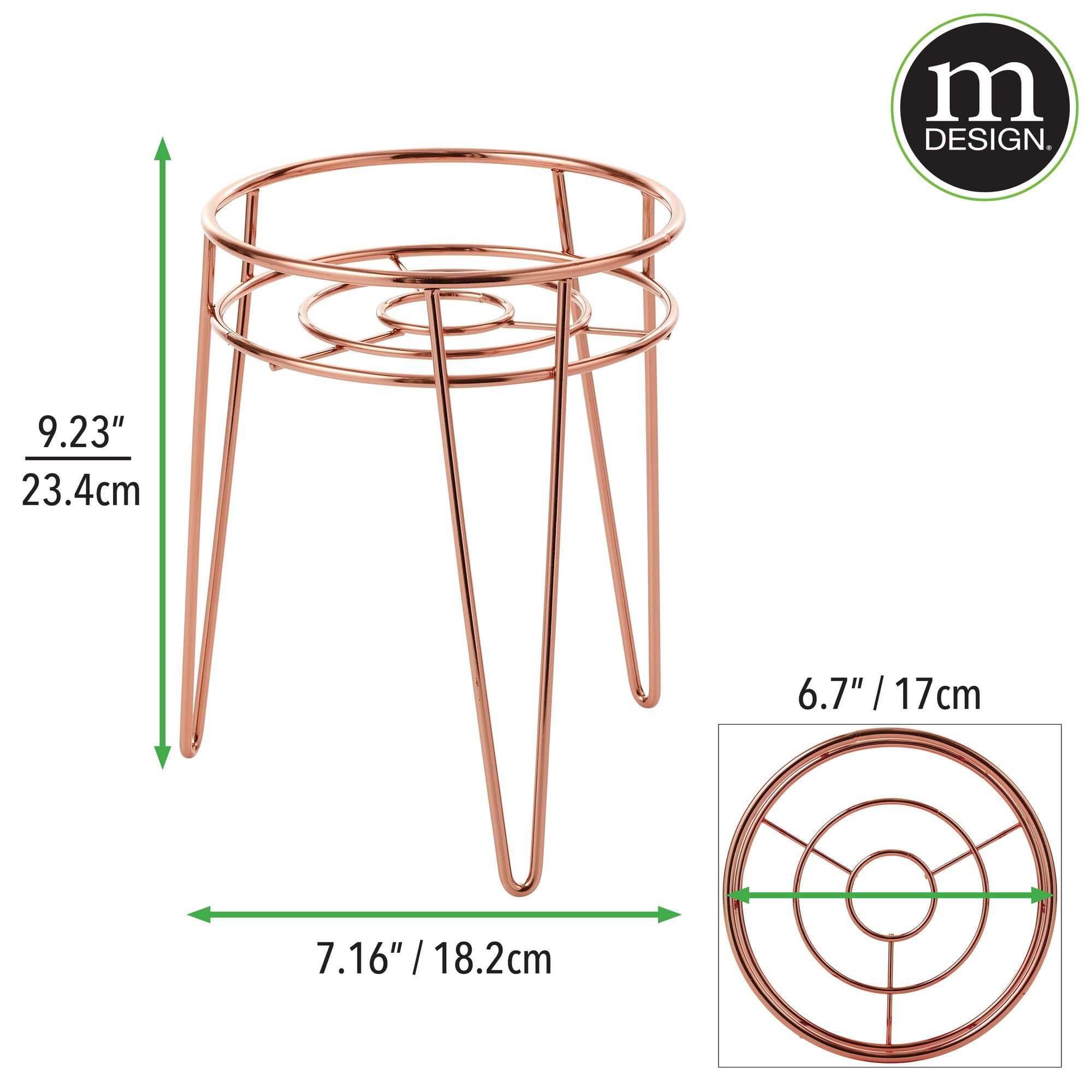 mDesign Midcentury Modern Flower, Plant and Succulent Stand Minimalist Planter - Metal Wire, Indoor, Outdoor Design Hairpin Legs - Sturdy - 9.23