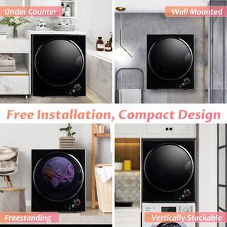 1.5 cu.ft. vented Front Load Compact Portable Electric Laundry Dryer in Black with Easy Knob Control W-KFC-33