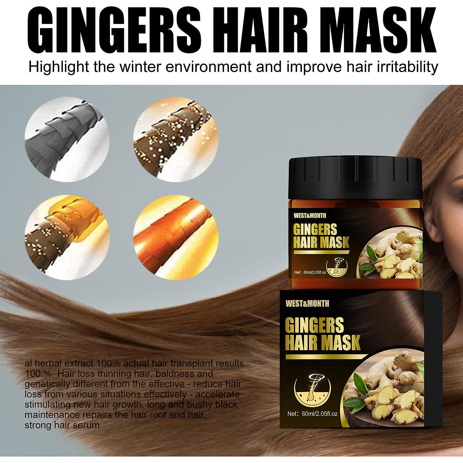 Ginger Hair Mask Hair Nourishment Dense Roots Hair Softening Smoothing Frizz Repairing Hair Mask