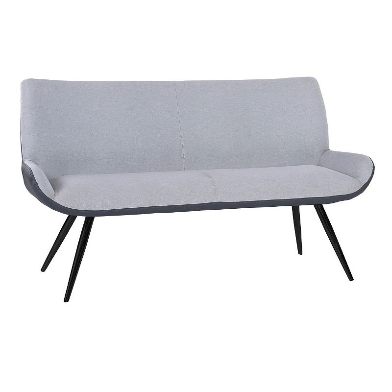 High Back Fabric Bench with Low Profile Arms and Tapered Legs， Gray