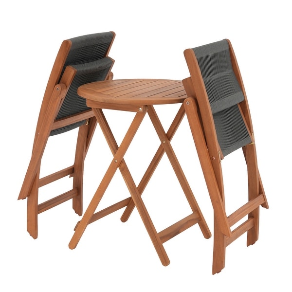 3piece Folding Wood Patio Bistro Set