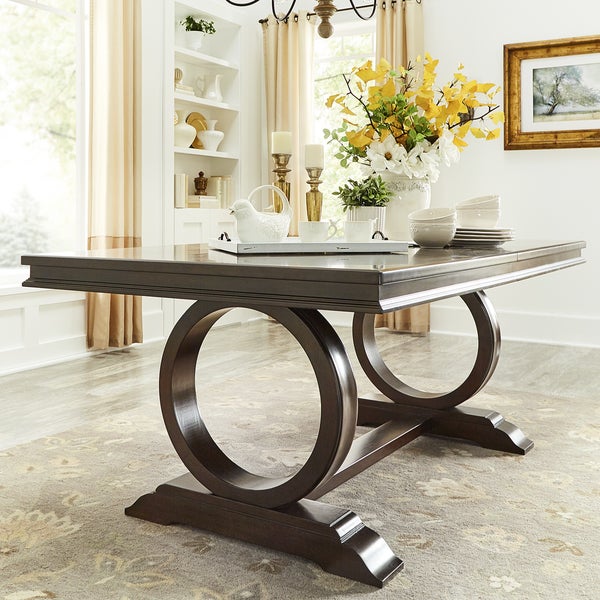 Willa Wood Extendable Trestle Base Dining Table by iNSPIRE Q Classic - Cherry Brown