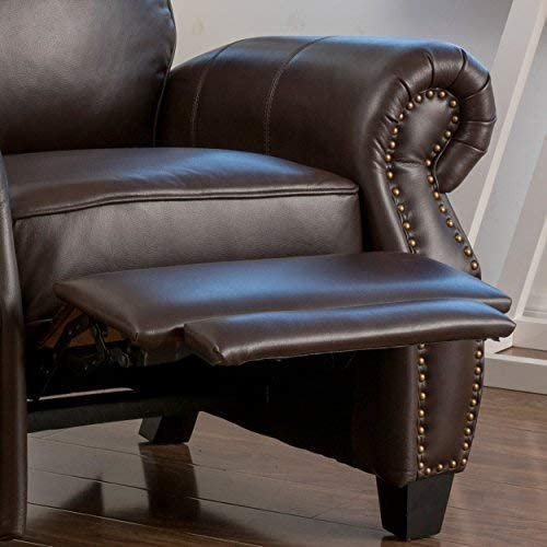 Traditional Recliner  Push Back Mechanism With Faux Leather Seat  Dark Brown   Transitional   Recliner Chairs   by Declusia  Houzz