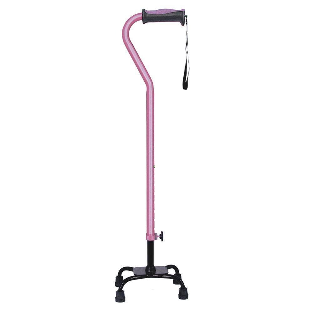 Hugo Mobility Adjustable Quad Cane for Right or Left Hand Use Small Base Rose 731-854