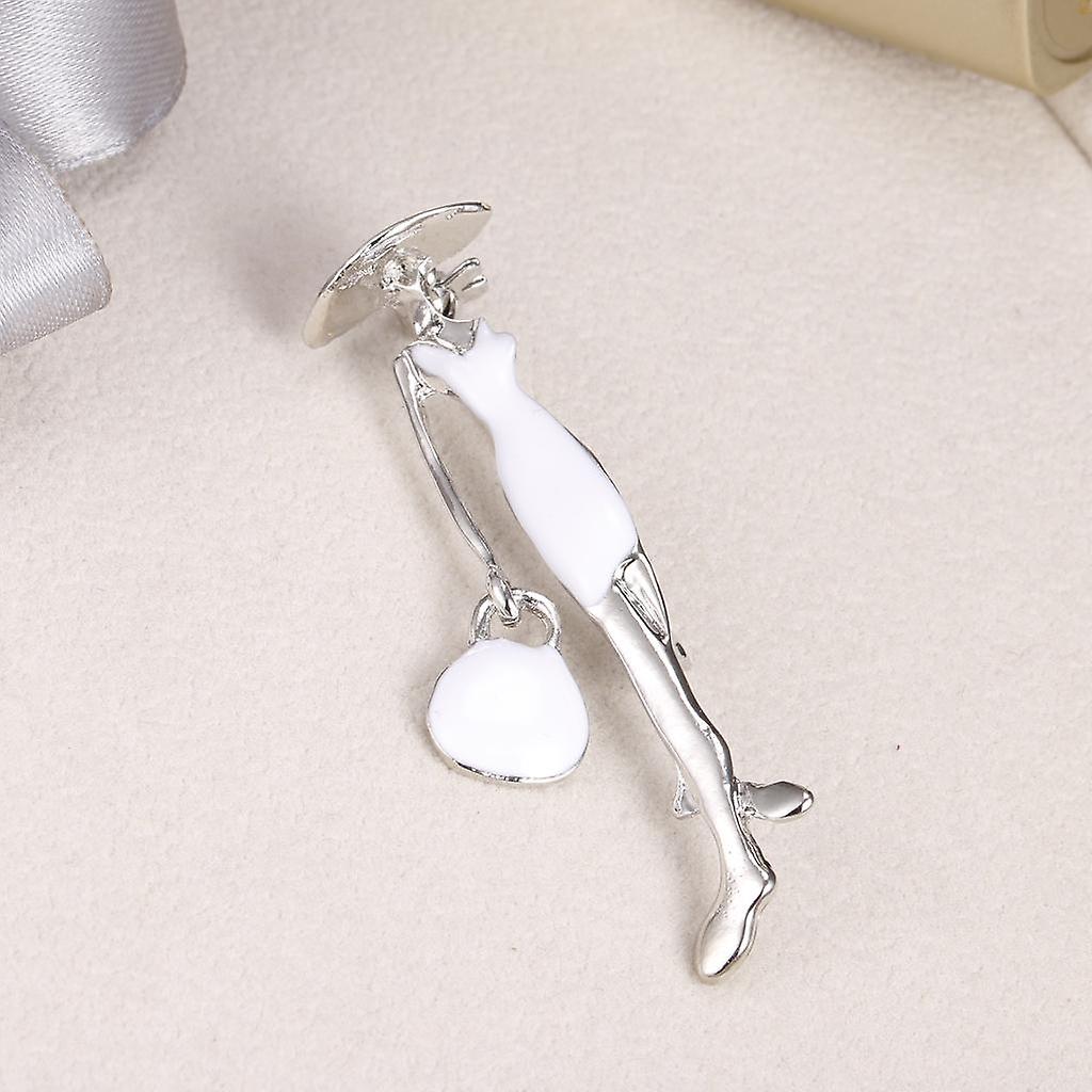 2xstylish Girl's Alloy Brooch Collar Pin Jewelry Party Gift Sliver White