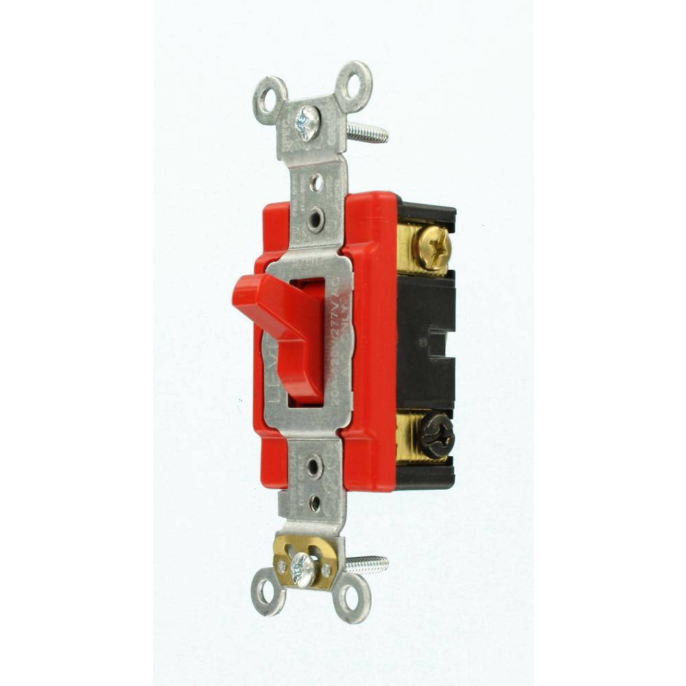 Leviton 20 Amp Industrial Grade Heavy Duty 3-Way Toggle Switch Red 1223-2R