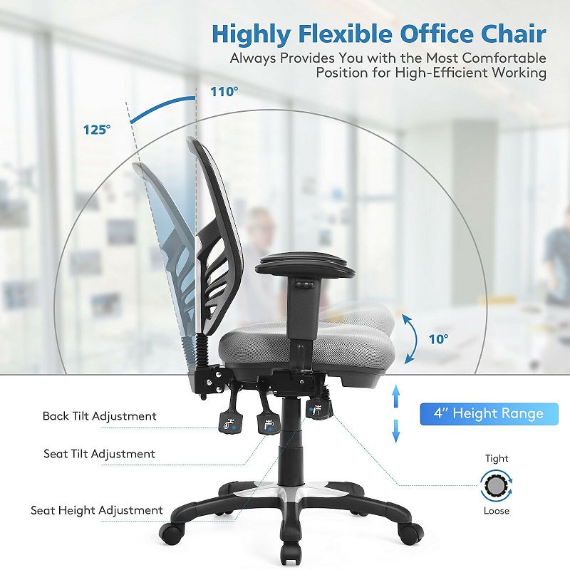 Ergonomic Mesh Office Chair with Adjustable Back Height and Armrests