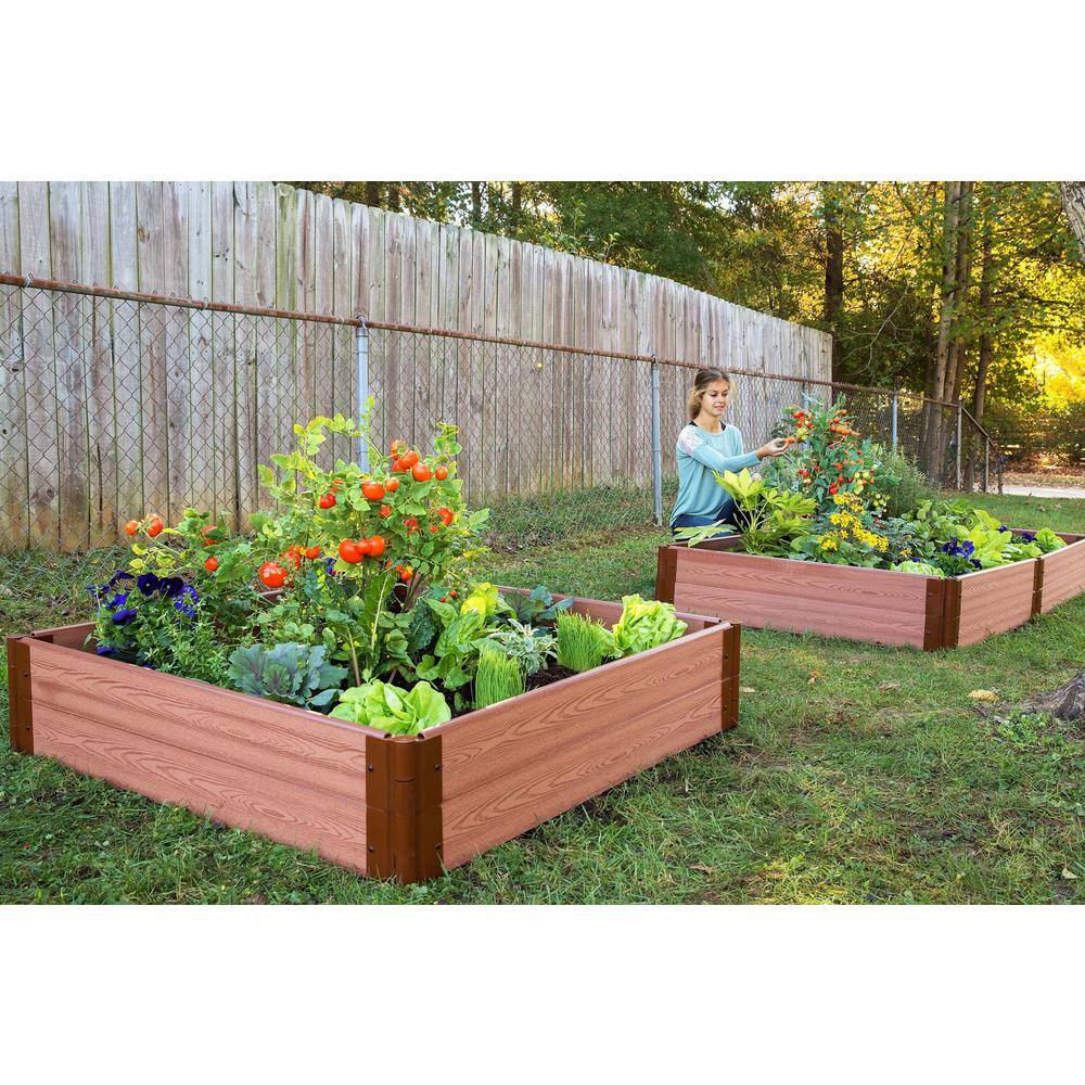 Frame It All 1 in. Profile Classic Sienna 4 ft. x 4 ft. x 11 in. Raised Garden Bed 300001061