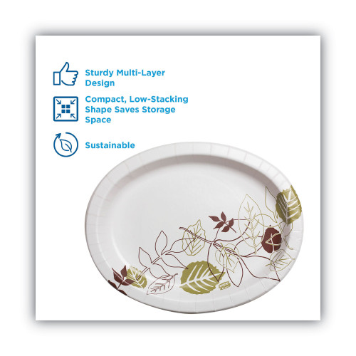 Dixie Pathways Heavyweight Oval Platters， 8.5 x 11， Green/Burgundy， 500/Carton (SX11PLPATH)