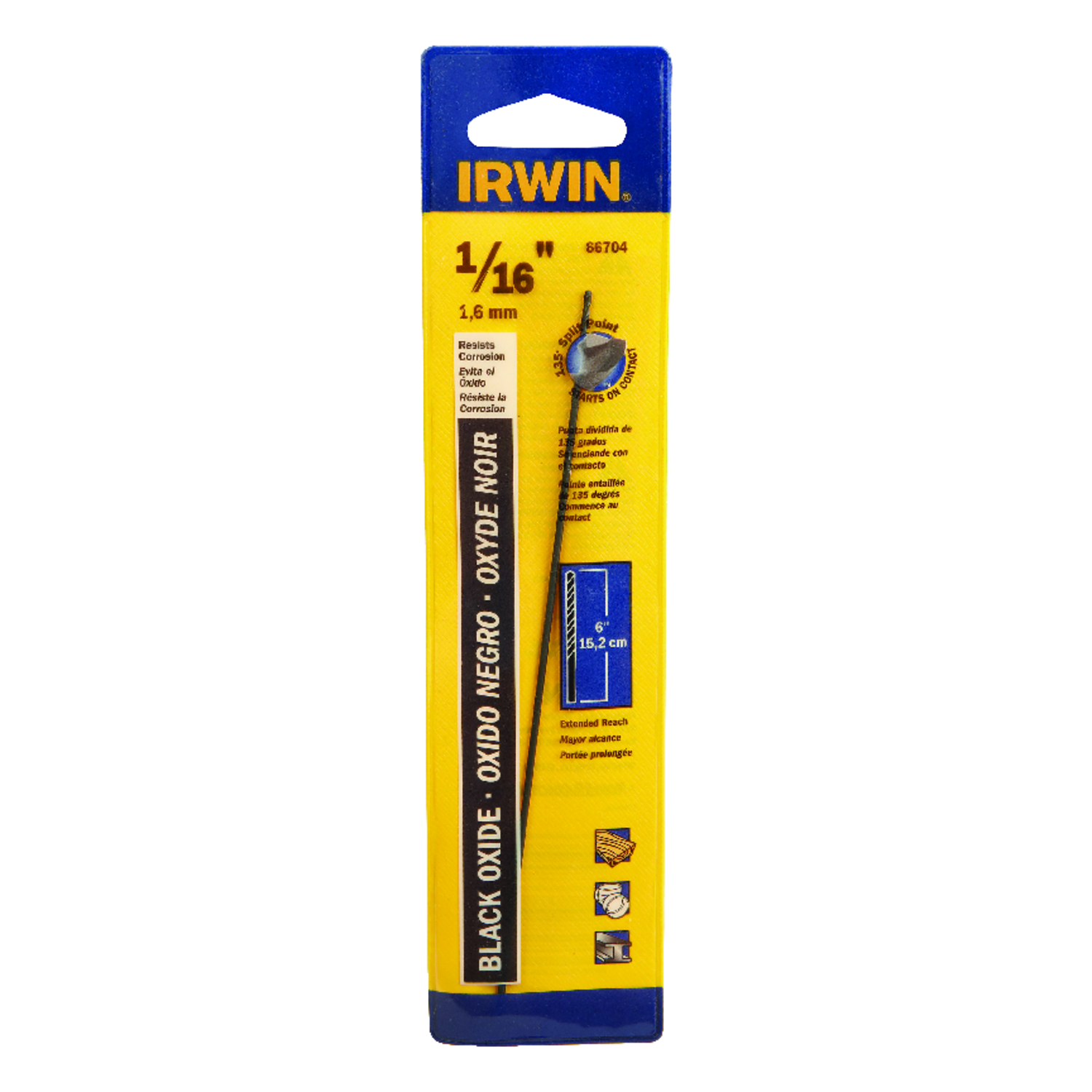 Irwin 1/16 in. X 6 in. L High Speed Steel Split Point Drill Bit 1 pc