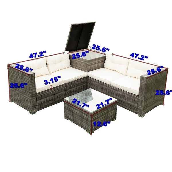 4 Piece Patio Sectional Wicker Rattan Sofa Set - Overstock - 35472909