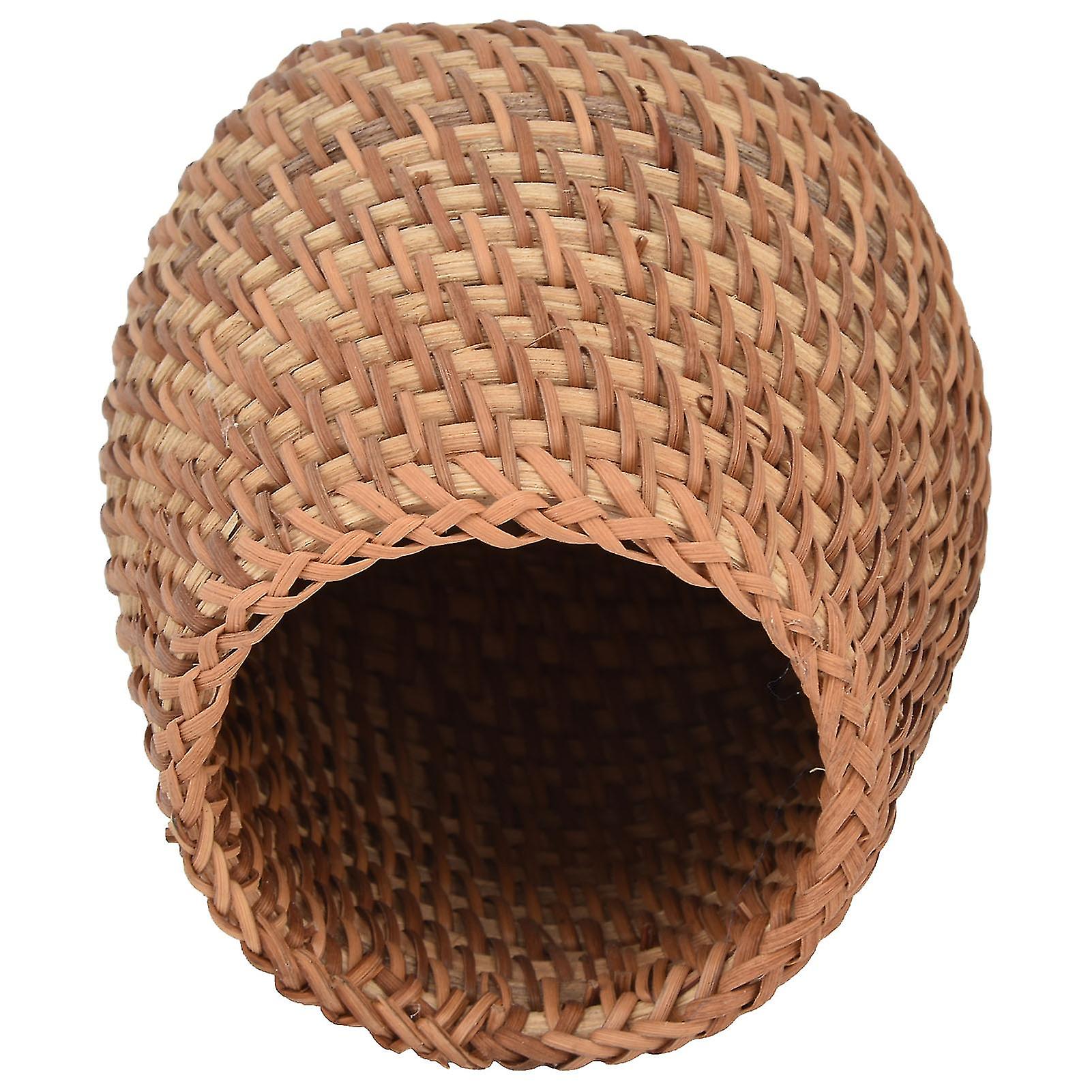 Rattan Pen Holder Hand Woven Cylindrical Desk Organizer Office Home Tea Set Storage Basket