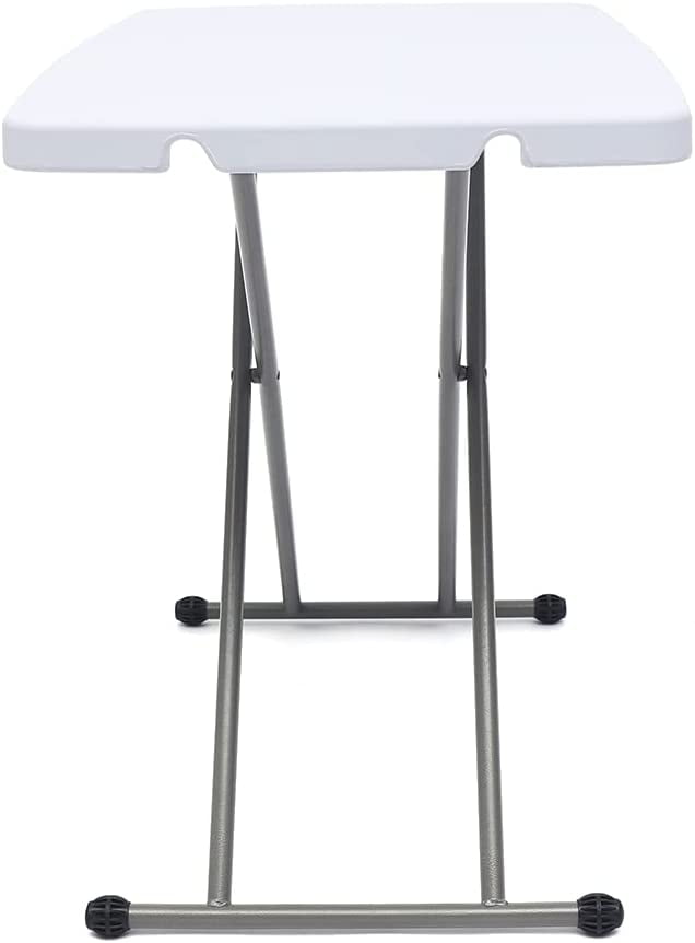 Miumaeov 30x20" Square Plastic Folding Card Table Lifting Desk Height Adjustable White