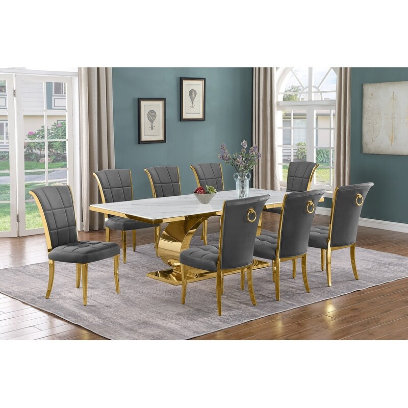 Best Quality Furniture D432/3 SC320 7 Dining Set with 87\