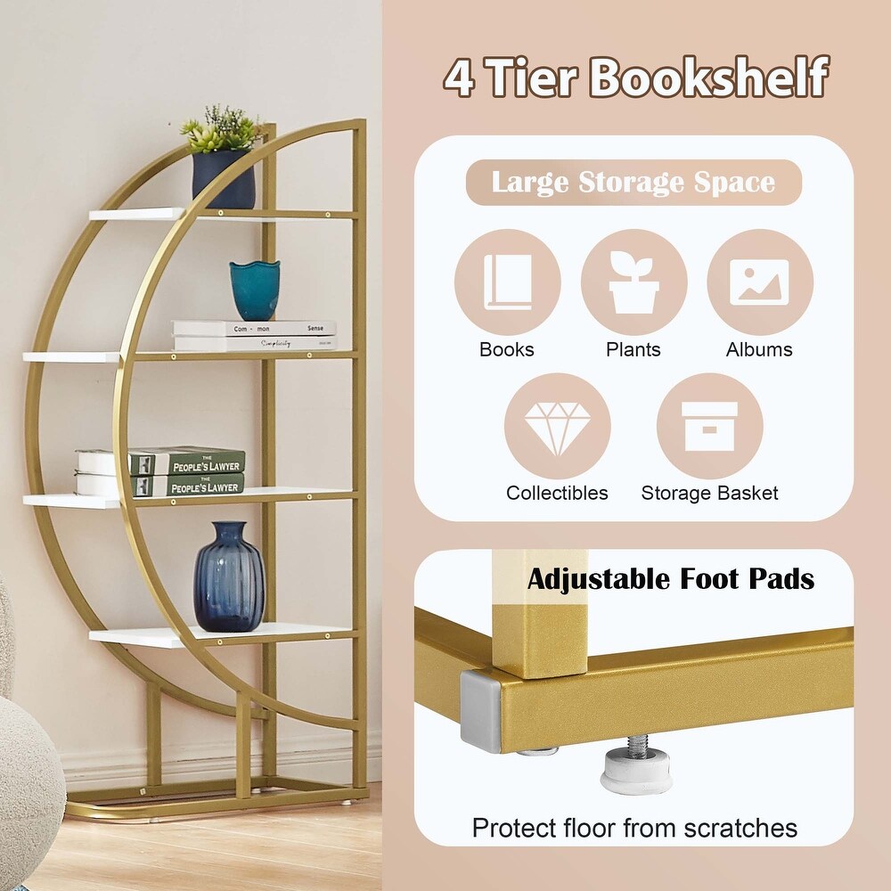 4 Tiers Home Office Open Bookshelf Round Shape