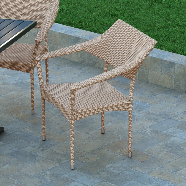 Emma And Oliver Modern All weather Patio Dining Chairs With Fade And Weather Resistant Pe Rattan And Reinforced Steel Frame