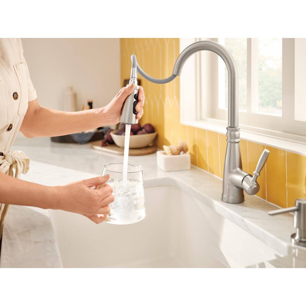 MOEN Boman Single Handle Pull-Down Sprayer Kitchen Faucet with Reflex and PowerBoost in Spot Resist Stainless 87162SRS