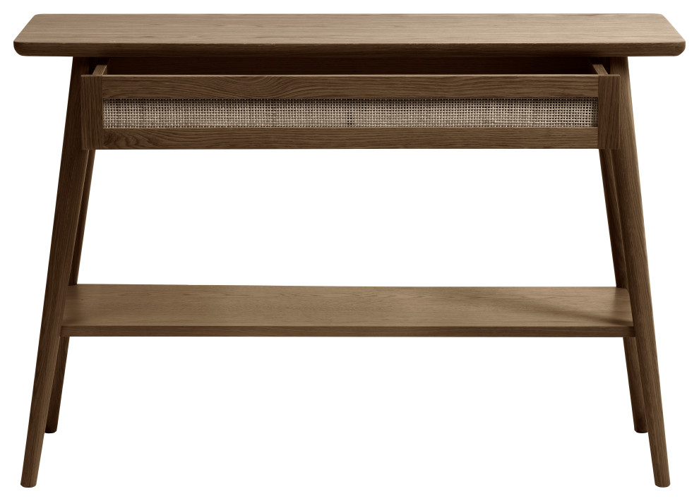 Modern Oak and Rattan Console Table With Drawer   Tropical   Console Tables   by Unique Furniture  Houzz