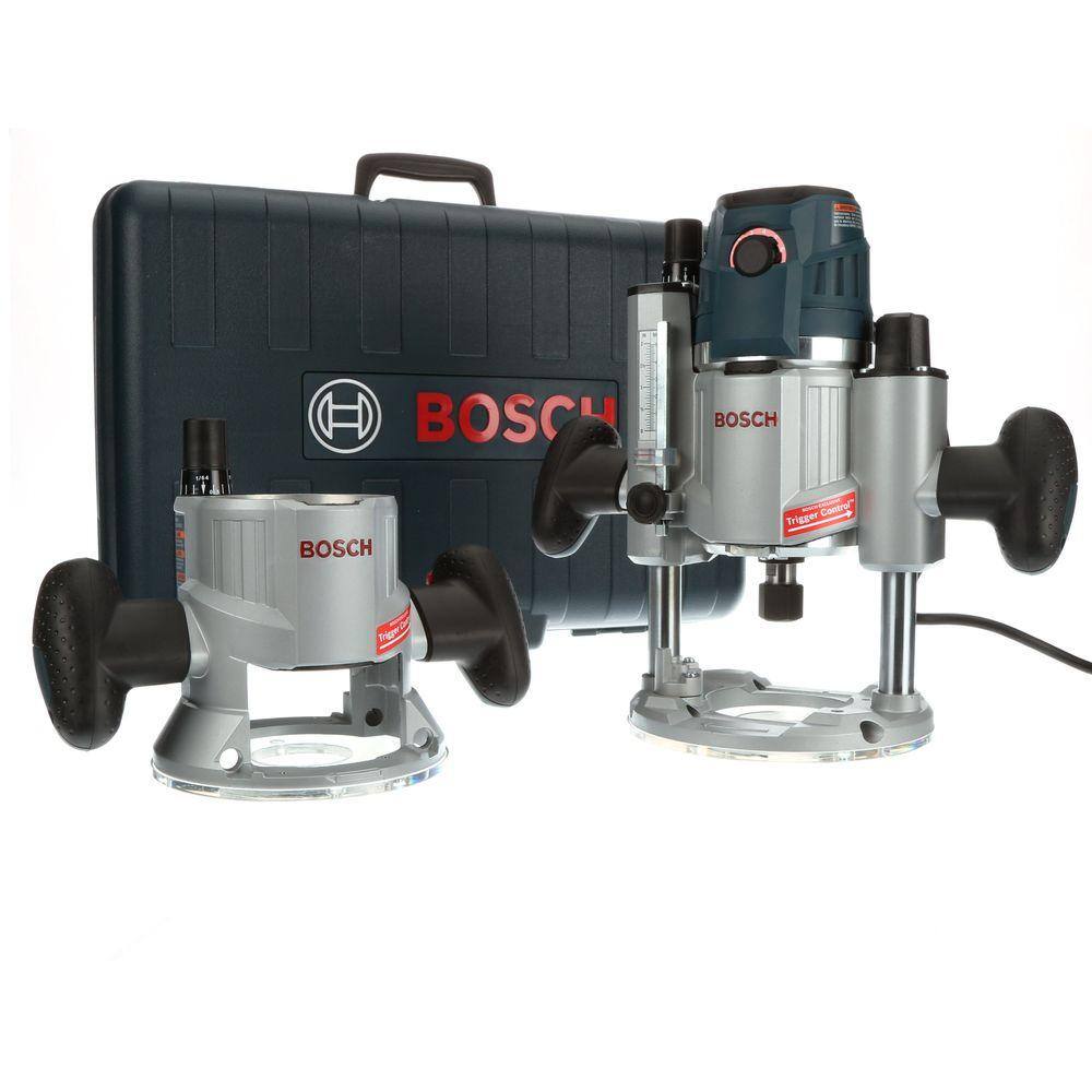 Bosch 15 Amp Corded Variable Speed Combination Plunge  Fixed-Base Router Kit with Hard Case MRC23EVSK