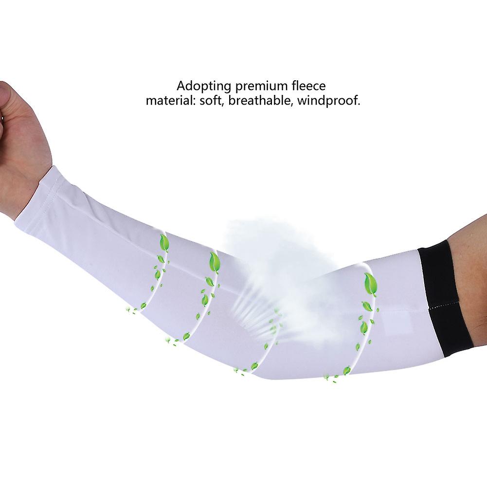 Cycling Windproof Fleece Arm Warmers Outdoor Sports Arm Sleeves Cover (white Xxl)