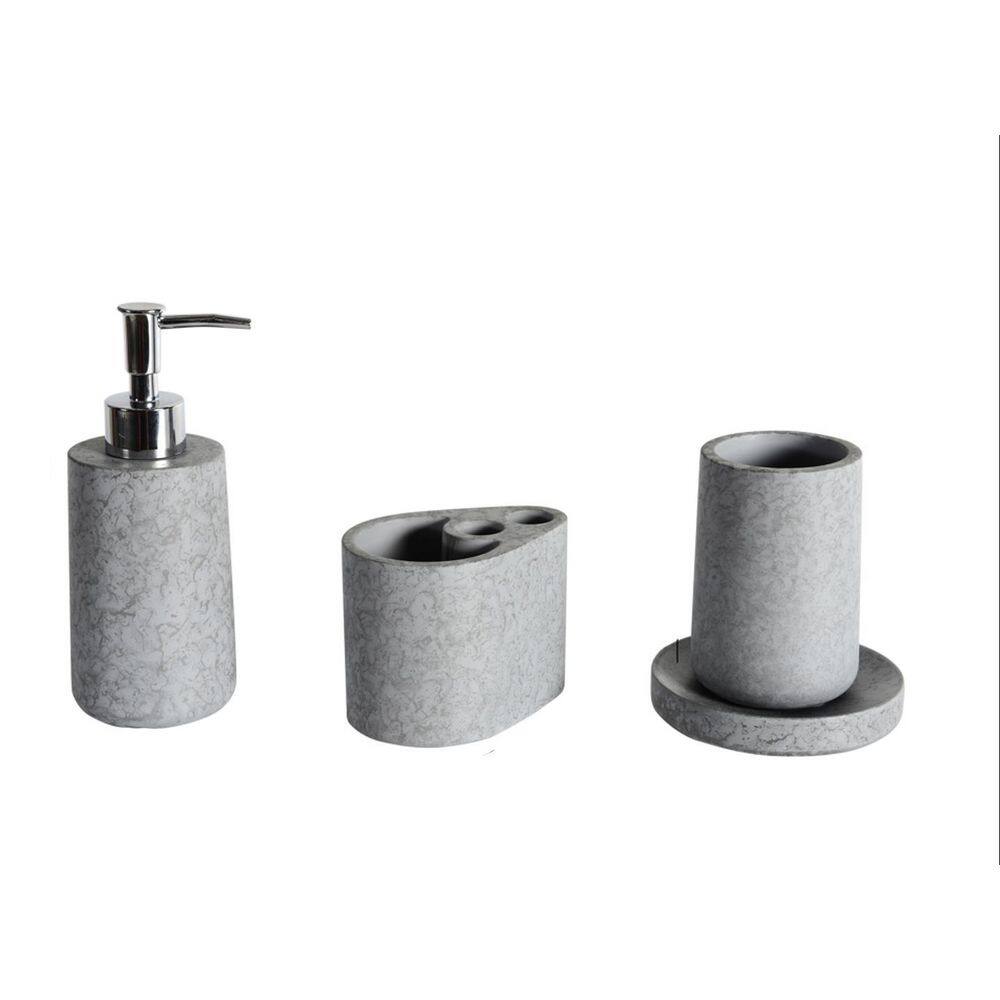 4-Piece Bath Accessory Set with in Cement Gray Color SXB646692