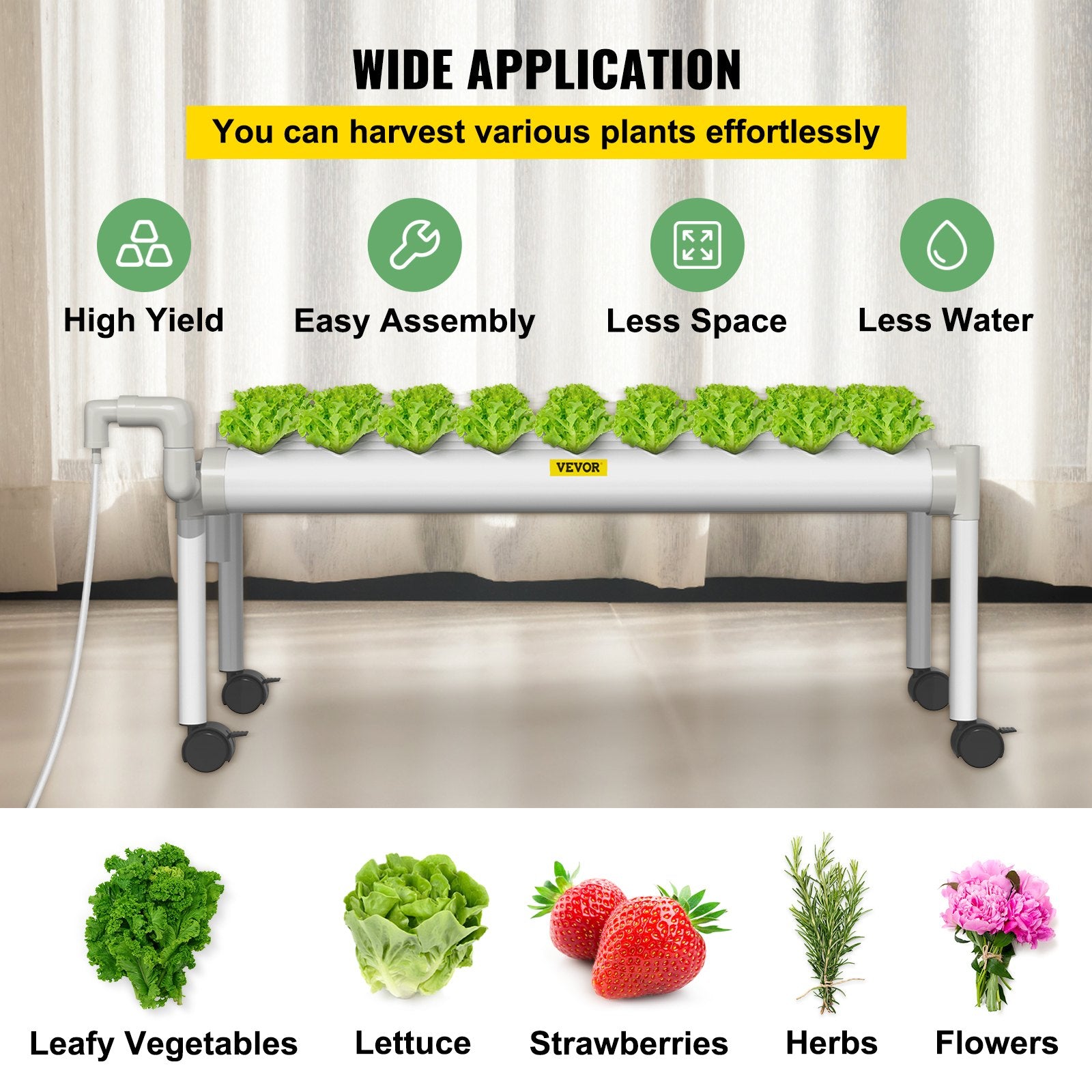 Hydroponic Grow Kit - 36 Plant Sites， 1 Layer Indoor Planting Kit with Water Pump， 4 Pipes