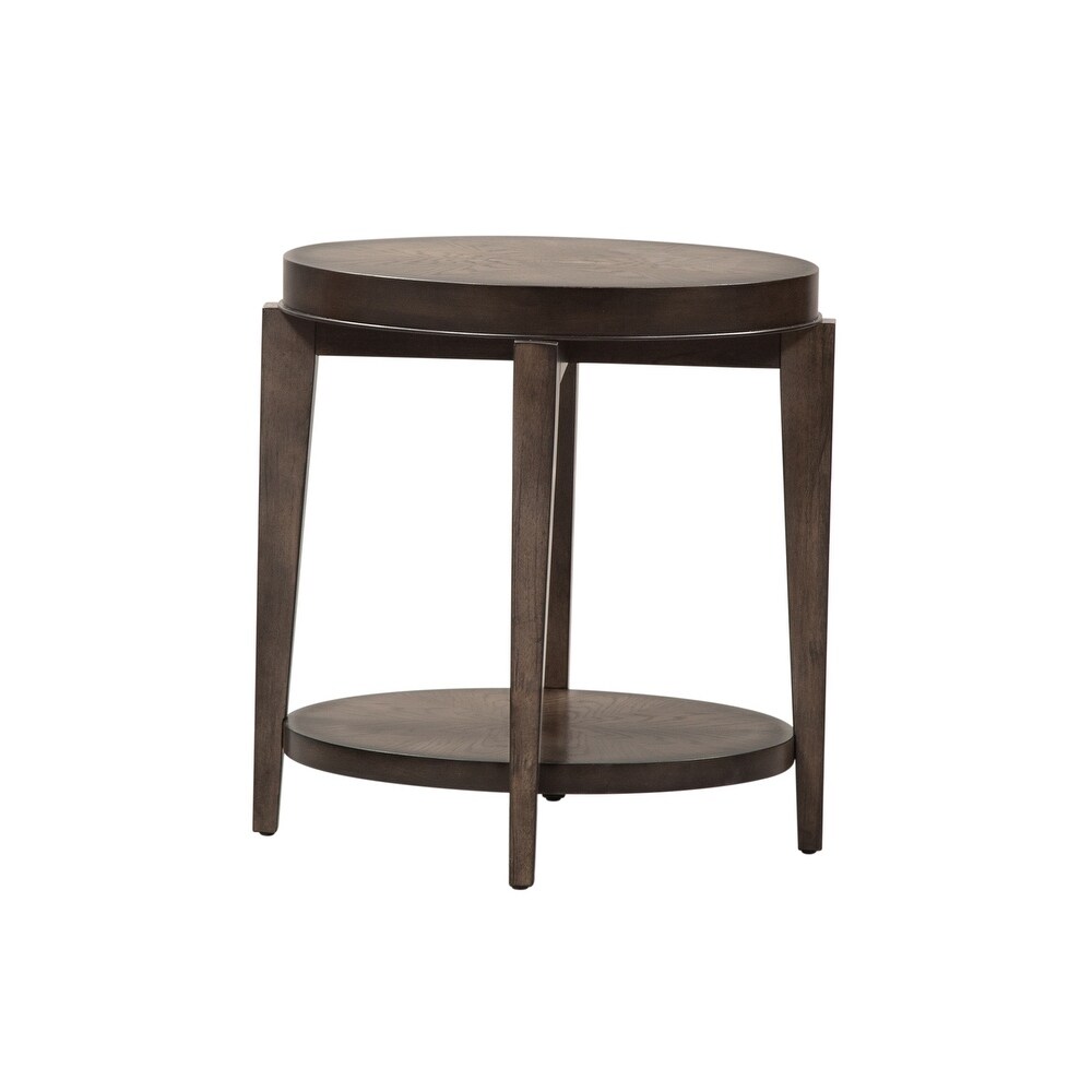 Penton Espresso Stone Oval Chair Side Table