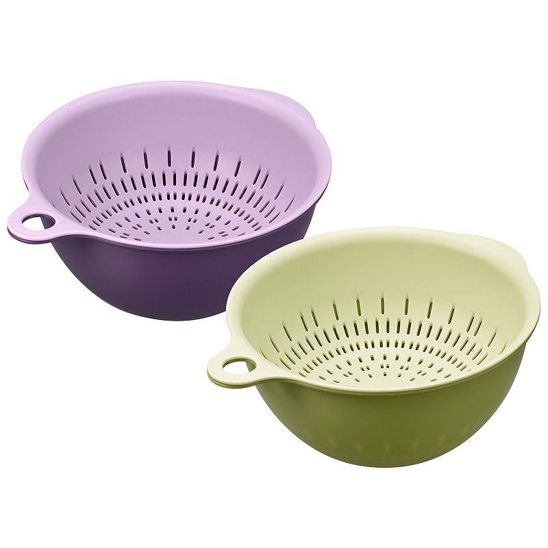 Strainer Colander Bowl Set， 2 Pcs Small Double Layer Drain Basket