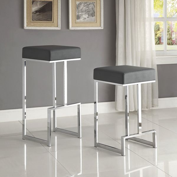 Contemporary Sleek Design Chrome with Grey or Black Seat Stool