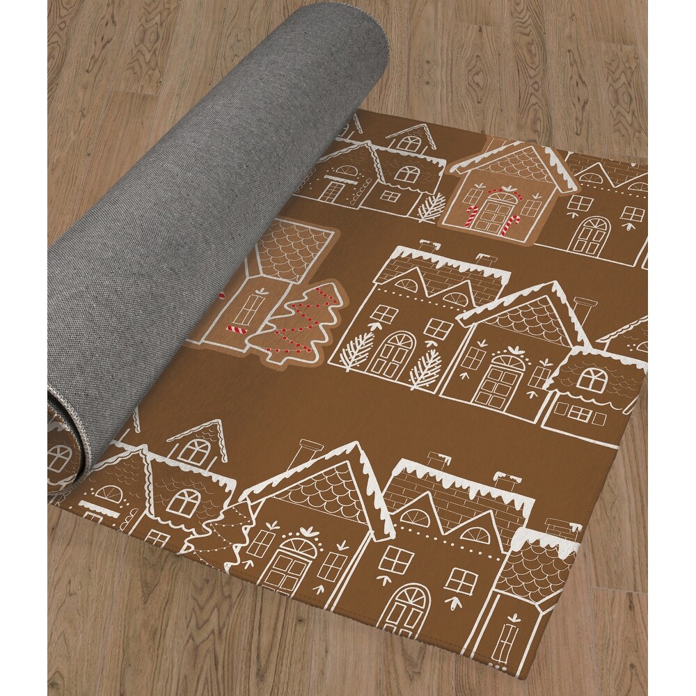 GINGERBREAD VILLAGE CHOCOLATE Doormat By Kavka Designs