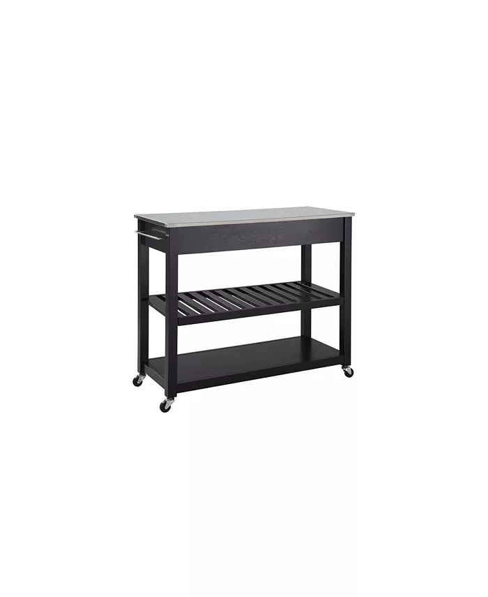 Crosley Stainless Steel Top Kitchen Cart Island With Optional Stool Storage