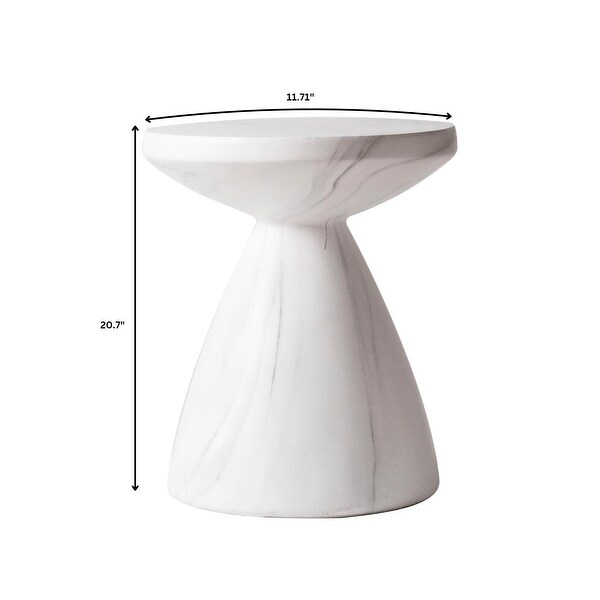 Modern Round Side Table Fiberstone Accent Table with Pedestal Base Dune Series by LeisureMod