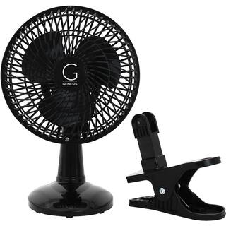 GENESIS 6 in. Convertible Table-Top and Clip Fan Fully Adjustable Head 2 Quiet Speeds - Black A1CLIPFANBLACK