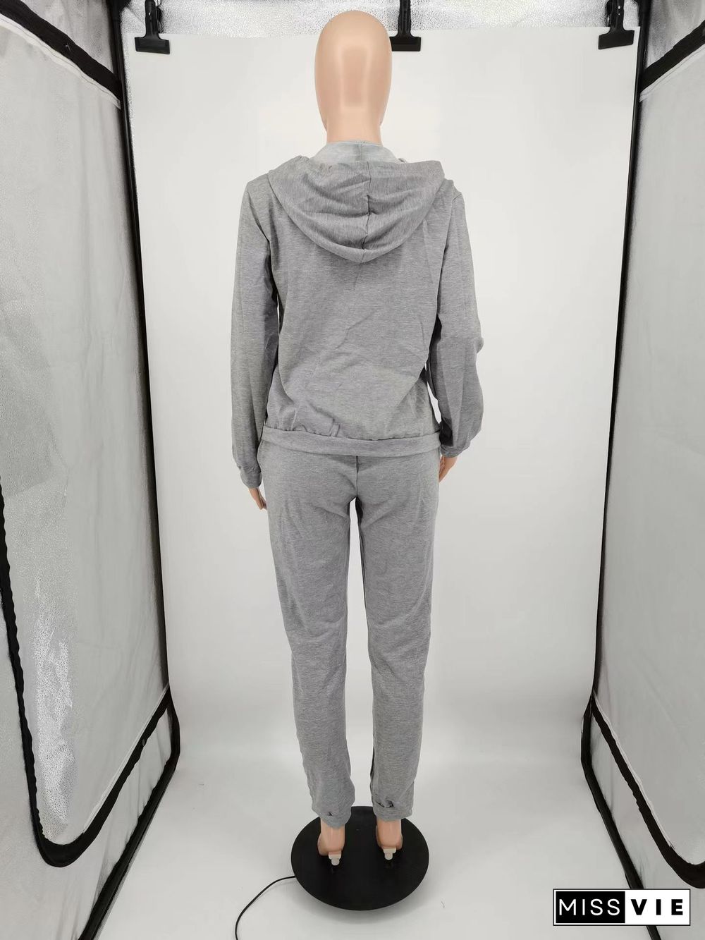 Workout Hooded Coat Sporty Pants 2 pcs Sweatsuits