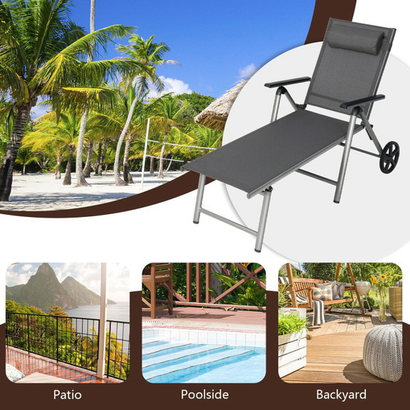 Costway 72450813 Adjustable Patio Folding Chaise L...