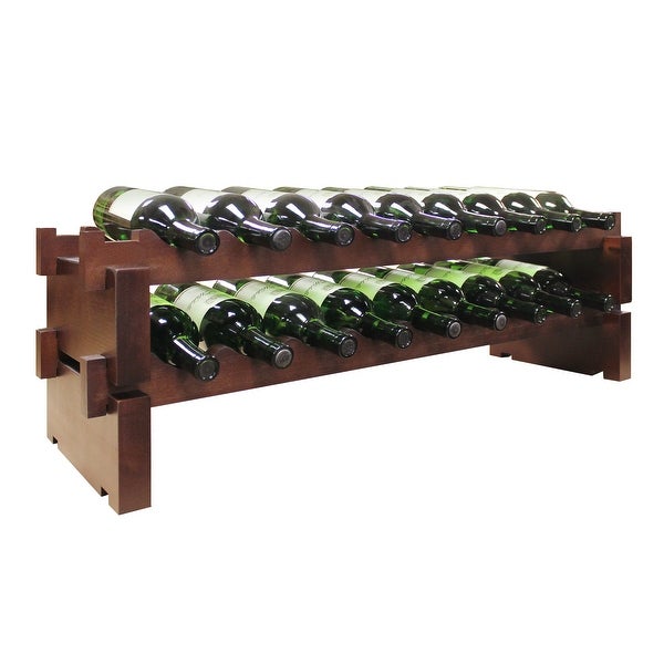 18 Bottle， 2 x 9 Bottle Modular Wine Rack， Stained