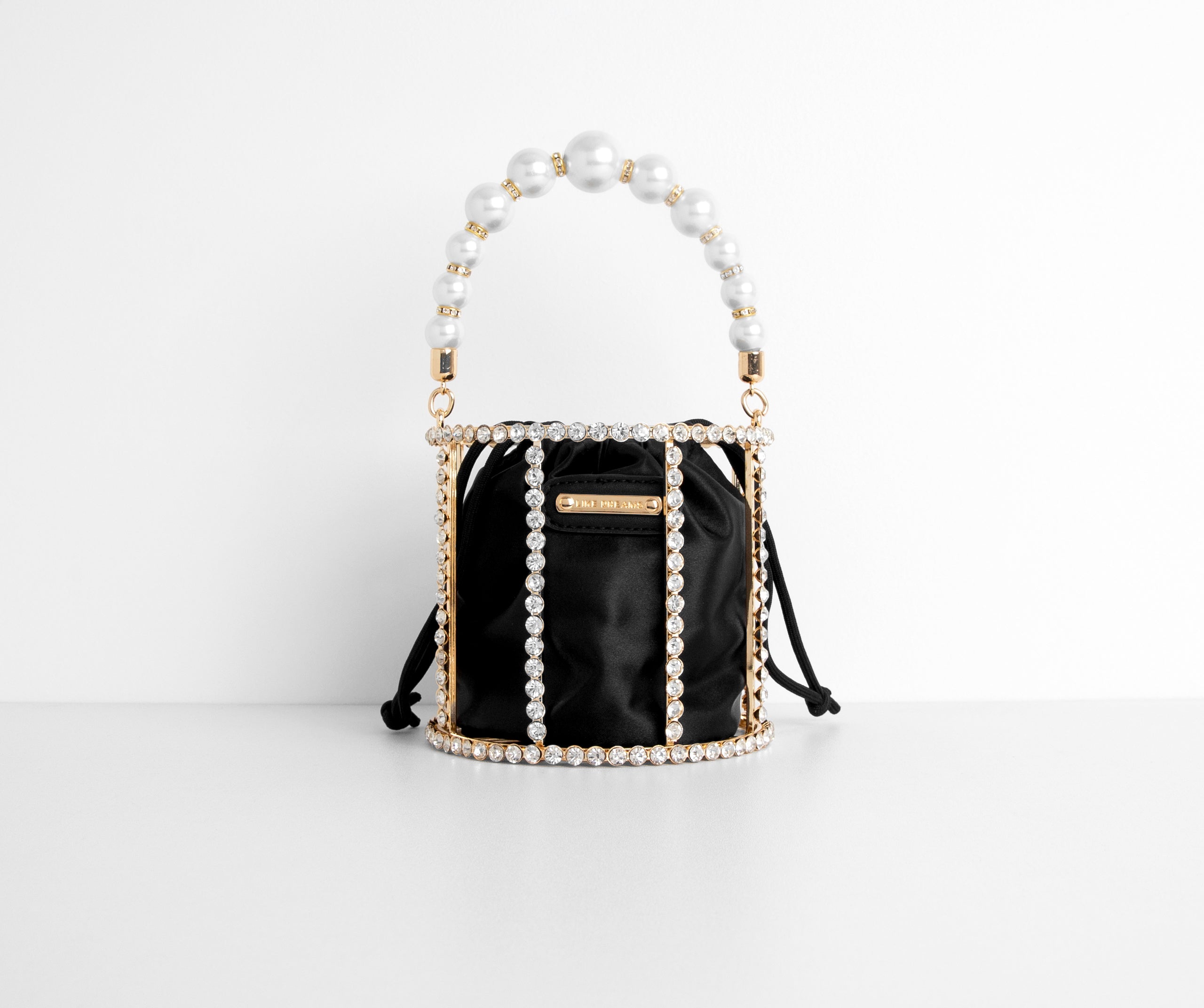 You Go Pearl Rhinestone And Pearl Basket Handbag