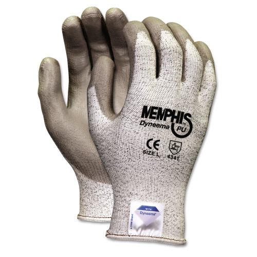 MCR Safety Memphis Dyneema Polyurethane Gloves， Medium， White/Gray， Pair (9672M)